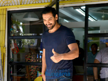 John Abraham snapped with his dog post visiting a Veterinary clinic in Bandra