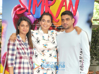 Kangna Ranaut attends the song launch of her film 'Simran' along with her brother and sister