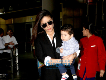 Kareena Kapoor Khan and baby Taimur Ali Khan snapped as they arrive from Delhi