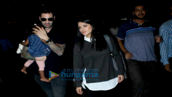 Sunny Leone, Daniel Weber snapped with baby Nisha Kaur Weber at the airport