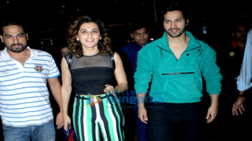 Varun Dhawan, Abhishek Bachchan and Taapsee Pannu snapped at the airport