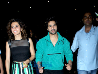 Varun Dhawan, Abhishek Bachchan and Taapsee Pannu snapped at the airport