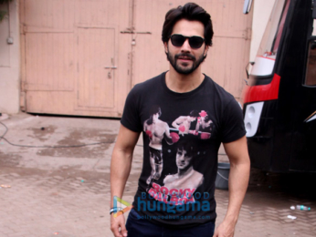 Varun Dhawan and Taapsee Pannu spotted at Mehboob Studio for 'Judwaa 2' interviews