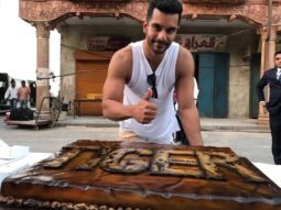 WOW! Angad Bedi cuts a gigantic cake, featuring Salman Khan, after wrapping up shoot for Tiger Zinda Hai