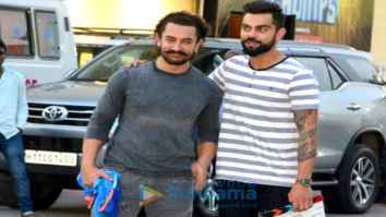 Aamir Khan and Virat Kohli snapped on the sets of a chat show to promote Secret Superstar