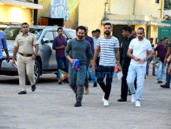 Aamir Khan and Virat Kohli snapped on the sets of a chat show to promote Secret Superstar