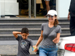 Amrita Arora snapped with her son at a salon