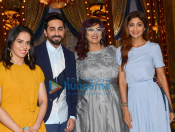 Ayushmann Khurrana and Saina Nehwal snapped on sets of the show ‘Aunty Boli Lagao Boli’