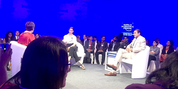 Deepika Padukone attends a session on mental health at World Economic Forum 02