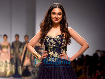 Divya Khosla Kumar walks the ramp for designer Charu Parashar at the Amazon India Fashion Week