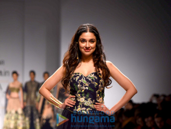 Divya Khosla Kumar walks the ramp for designer Charu Parashar at the Amazon India Fashion Week