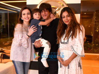 Nita Ambani at Gauri Khan's store with Shah Rukh Khan and AbRam Khan