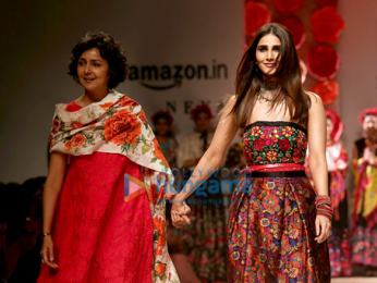 Vaani Kapoor walks the ramp for designer Payal Jain at the Amazon India Fashion Week