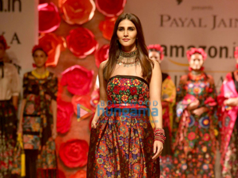 Vaani Kapoor walks the ramp for designer Payal Jain at the Amazon India Fashion Week
