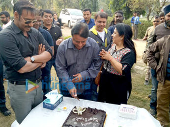 Ajay Devgn celebrates producer Kumar Mangat Pathak's birthday on the sets of 'Raid'