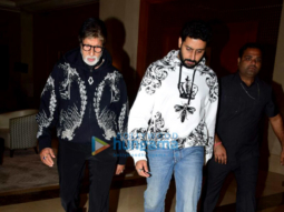 Amitabh Bachchan and Abhishek Bachchan snapped while having dinner with family