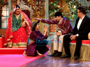 Anu Malik, Raveena Tandon and Altaf Raja on the sets of 'The Drama Company'