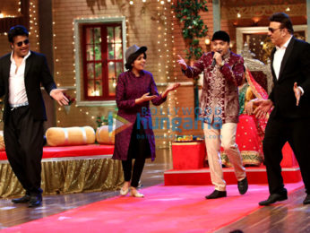 Anu Malik, Raveena Tandon and Altaf Raja on the sets of 'The Drama Company'