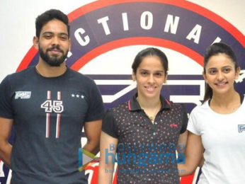 Saina Nehwal graces the launch of Rakul Preet's fitness studio F45 in Hyderabad