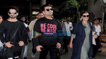 Shahid Kapoor, Karan Johar and Neha Dhupia return from Hyderabad