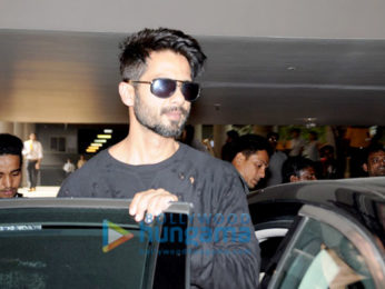 Shahid Kapoor, Karan Johar and Neha Dhupia return from Hyderabad