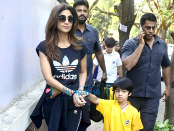 Shilpa Shetty snapped with her son Viaan in Juhu