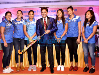 Sukhwinder Singh felicitates players of the Indian Women’s Hockey team