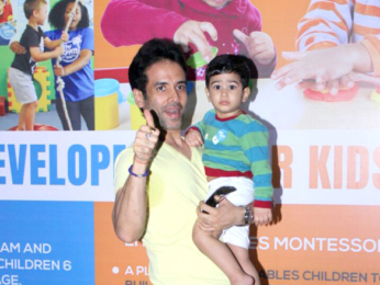 Tusshar Kapoor snapped with his son Laksshya outside the gym