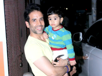 Tusshar Kapoor snapped with his son Laksshya outside the gym