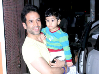 Tusshar Kapoor snapped with his son Laksshya outside the gym