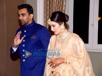 Zaheer Khan and Sagarika Ghatge arrive at their wedding reception
