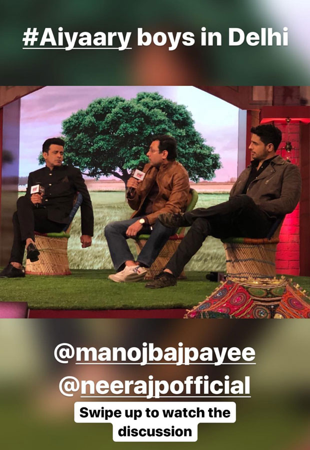 Sidharth Malhotra shares this picture of discussion with Aiyaary boys feature
