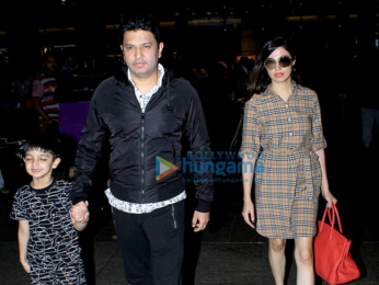 Bhushan Kumar snapped with his family snapped at the airport