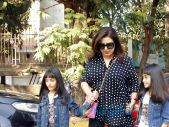 Farah Khan snapped with her kids outside Kromakay salon