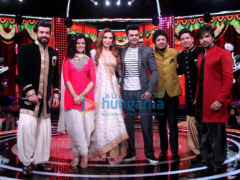 Iulia Vantur and Manish Paul snapped on the sets of The Voice India Kids