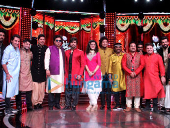Iulia Vantur and Manish Paul snapped on the sets of The Voice India Kids