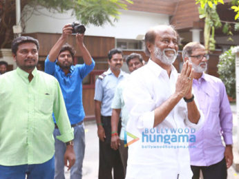 Megastar Rajinikanth meets his fans outside his house for New Year