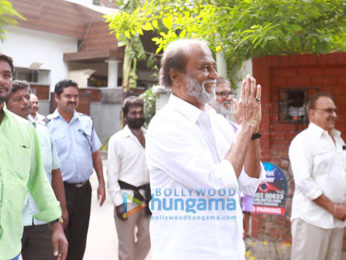 Megastar Rajinikanth meets his fans outside his house for New Year