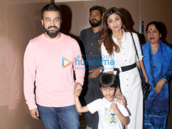 Raj Kundra and Shilpa Shetty snapped with her mother at PVR Juhu