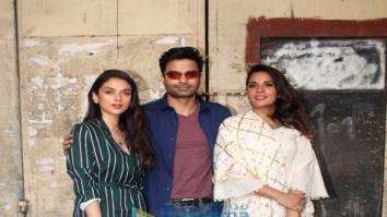 Richa Chadda, Aditi Rao Hydari and Rahul Bhat snapped during the poster photo shoot for Daasdev at Filmistan