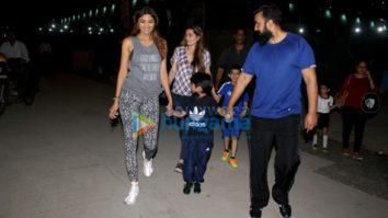 Shilpa Shetty and Raj Kundra spotted attending a football match along with their son in Juhu