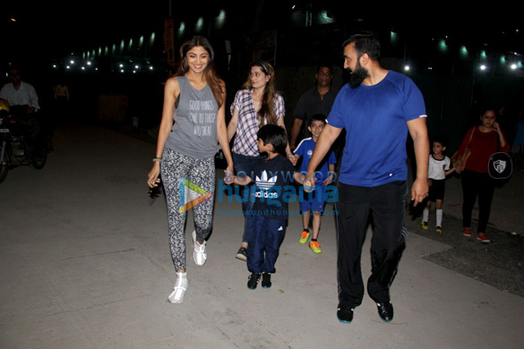 Shilpa Shetty and Raj Kundra spotted attending a football match along with their son in Juhu