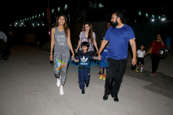 shilpa shetty and raj kundra spotted attending a football match along with their son in juhu 6