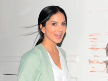 Sunny Leone snapped outside her vanity van in Juhu