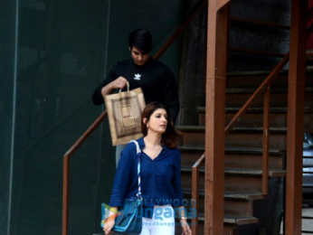 Twinkle Khanna snapped along with son Aarav in Juhu