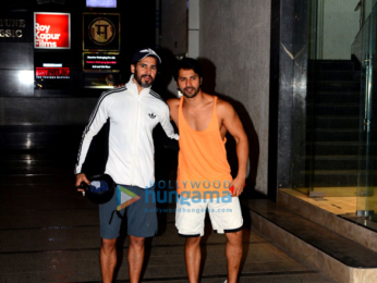 Varun Dhawan, Aayush Sharma and Dino Morea snapped at the gym