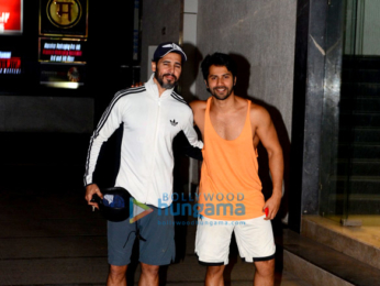 Varun Dhawan, Aayush Sharma and Dino Morea snapped at the gym