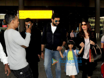 Abhishek Bachchan, Aishwarya Rai Bachchan and Aaradhya snapped at the airport