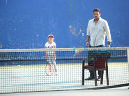 Mahesh Bhupathi snapped with his daughter at a tennis court in Bandra