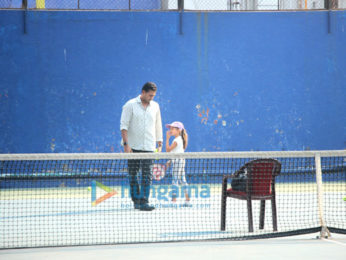 Mahesh Bhupathi snapped with his daughter at a tennis court in Bandra
